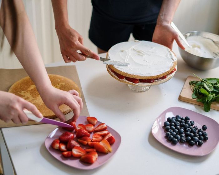 Naked cake with forest berries