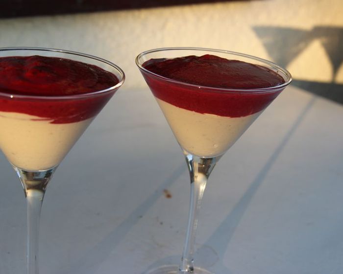 Panna cotta with raspberries