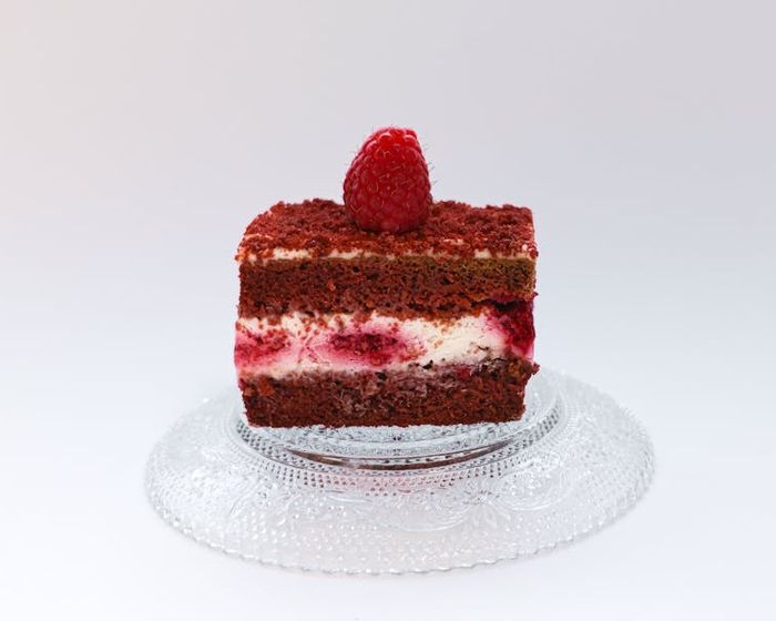 Red Velvet Slice with Raspberries